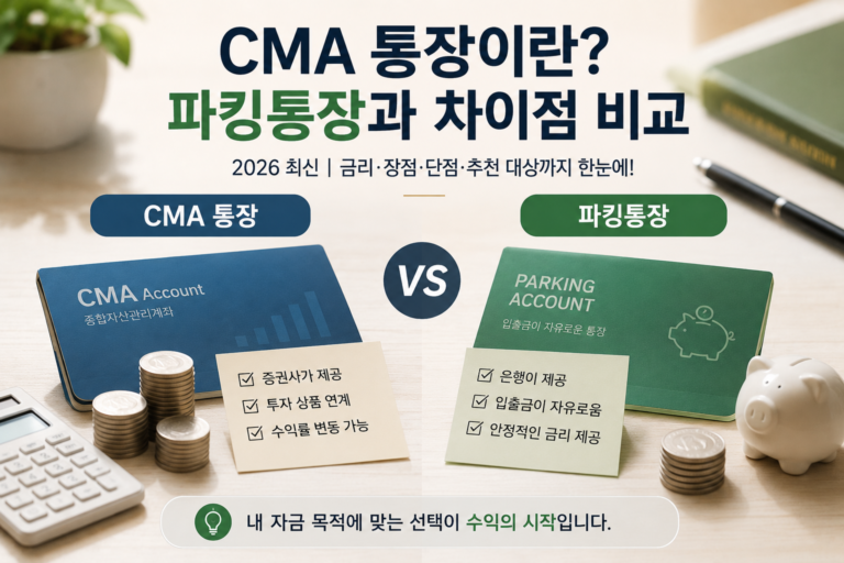 CMA 통장과 파킹통장의 차이점을 설명하는 대표 이미지