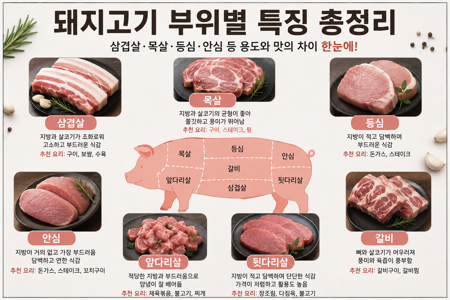 돼지고기 부위별 특징