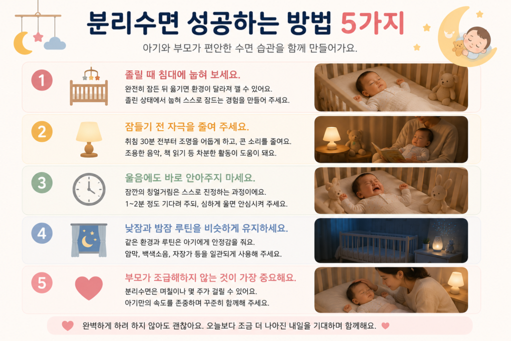아기 분리수면 성공하는 방법