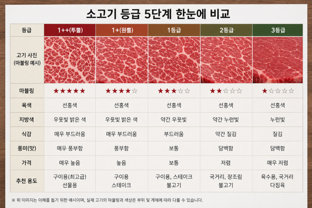 소고기 등급 5단계