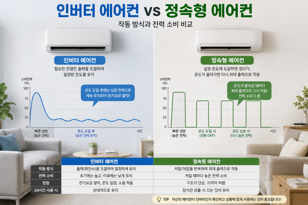 에어컨 24시간 인버터vs정속형