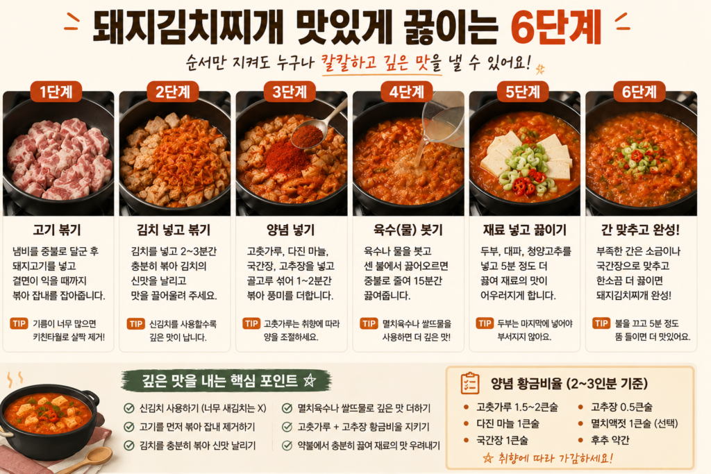 돼지김치찌개 맛있게 끓이는 6단계 조리 순서