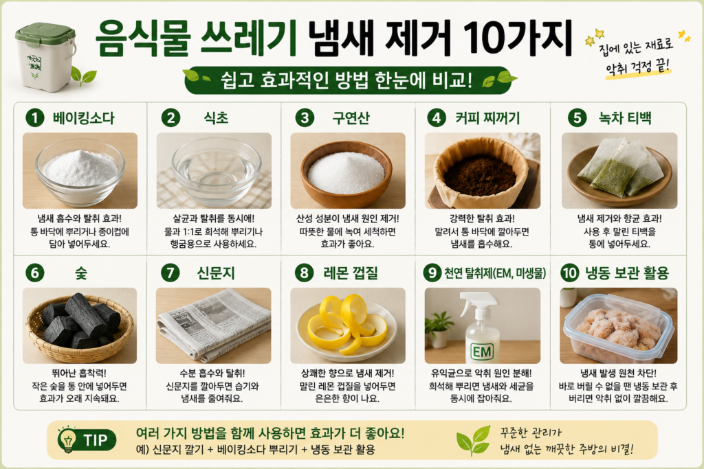 음식물 쓰레기 냄새 제거 10가지 비교