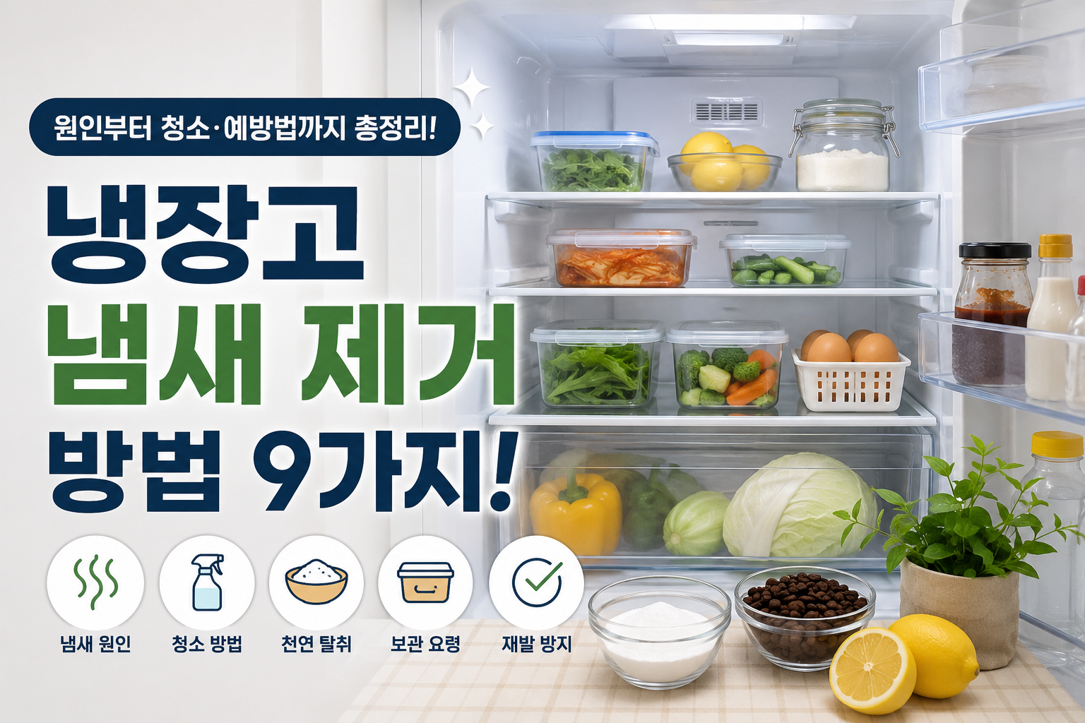 냉장고 냄새 제거 방법 9가지 원인 청소 예방법