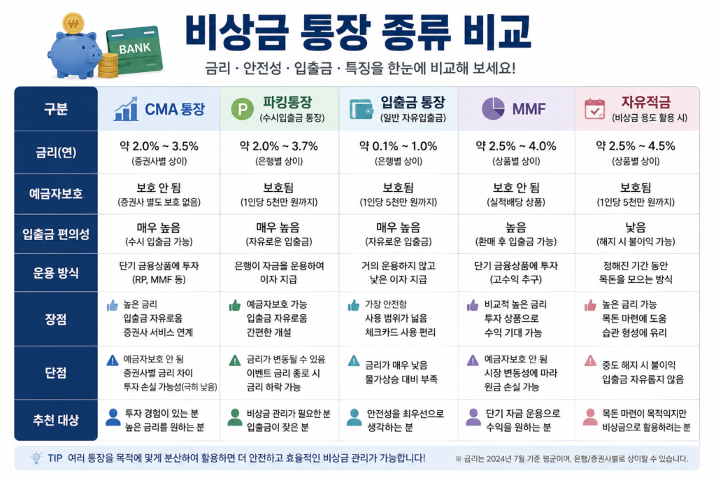 비상금 통장 종류 비교