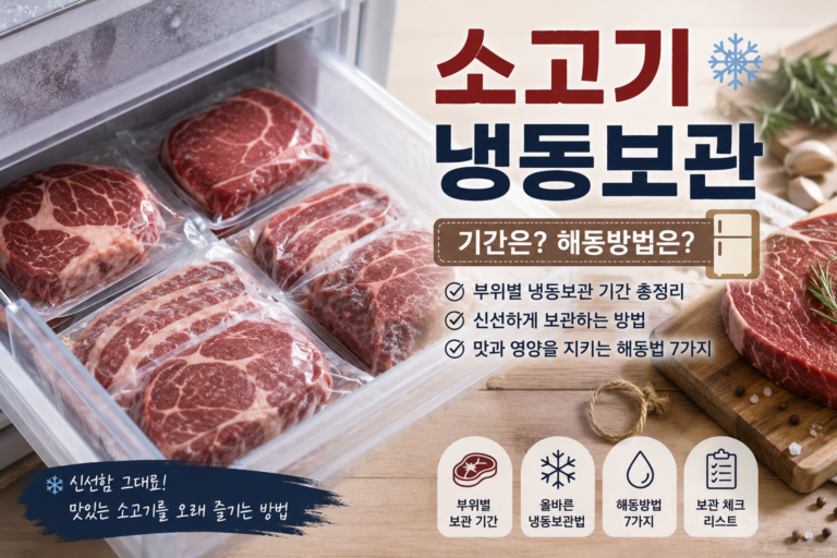 소고기 냉동보관 방법과 부위별 보관기간