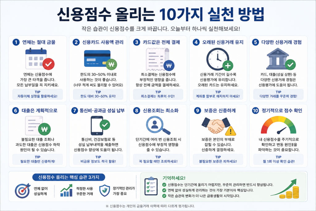 신용점수 올리는 방법 10가지 실천 방법