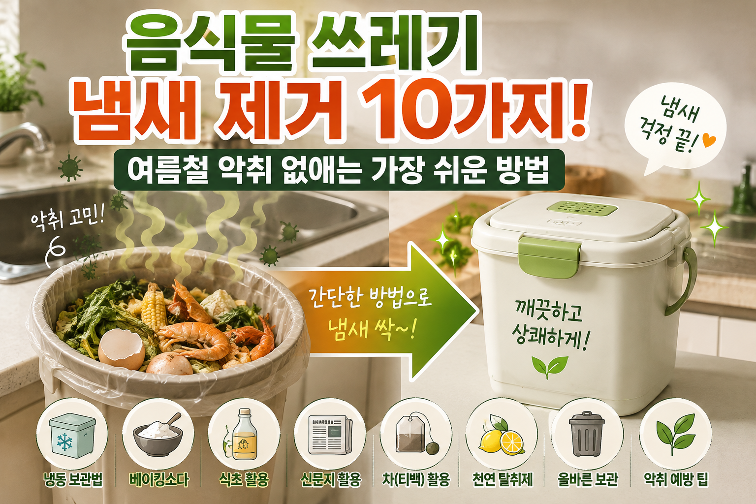 음식물 쓰레기 냄새 제거 방법과 보관법
