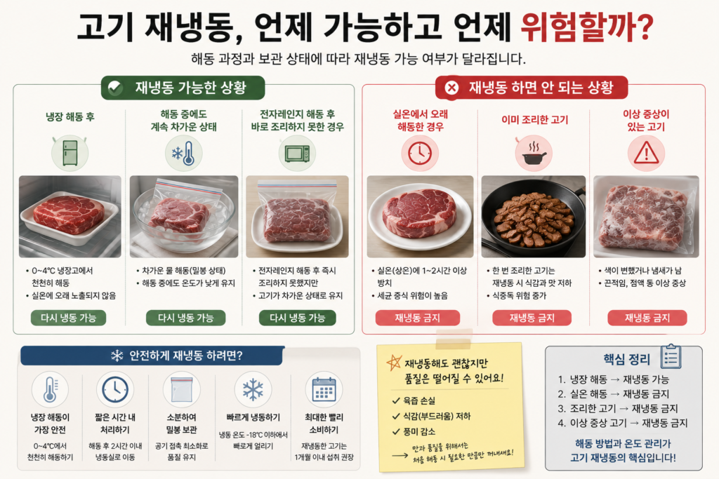 고기 재냉동 시 육즙 손실과 식감 변화 과정