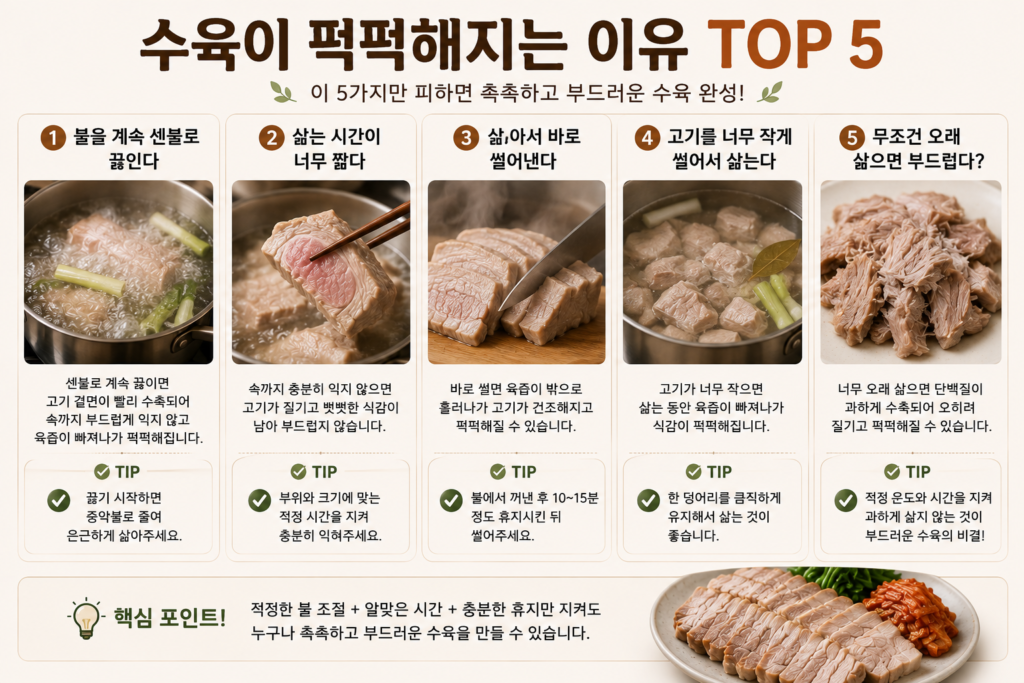 돼지고기 수육이 퍽퍽해지는 이유 5가지