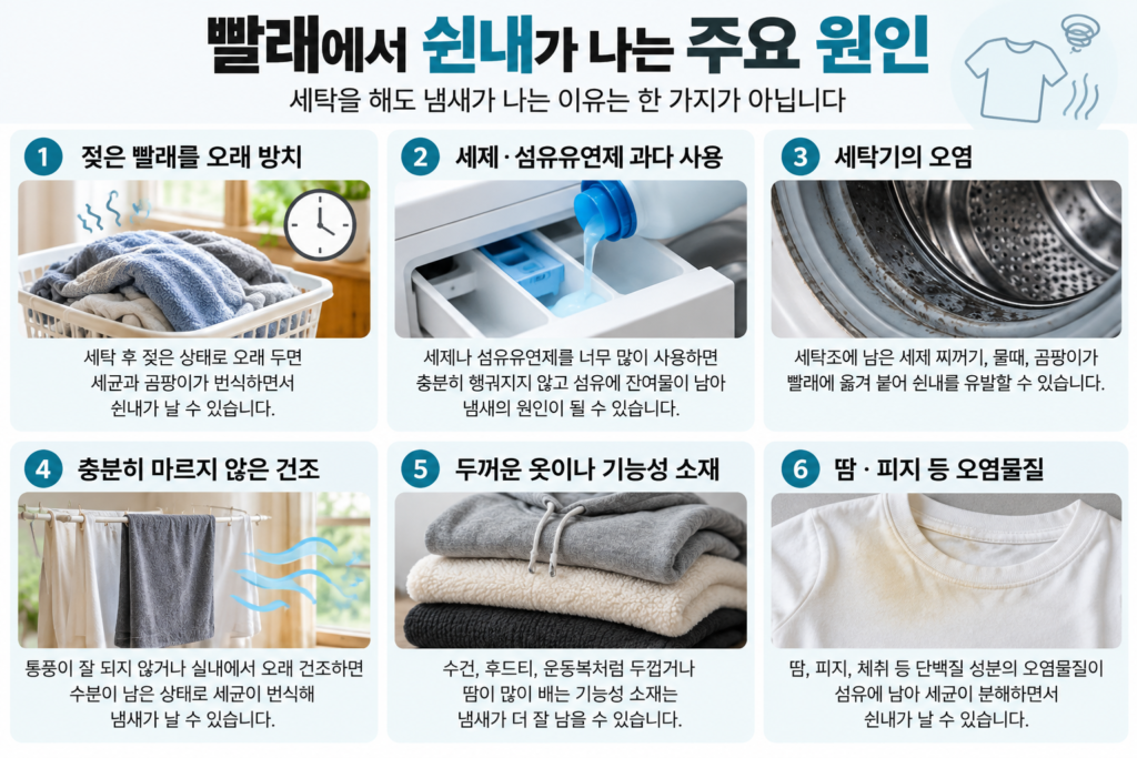 빨래 쉰내 제거 세탁 후 냄새가 나는 주요 원인