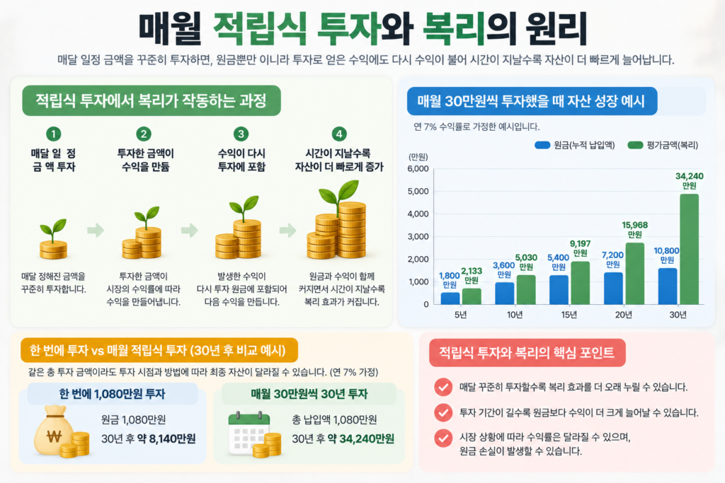 복리란 매월 적립식 투자에서 복리가 작동하는 원리