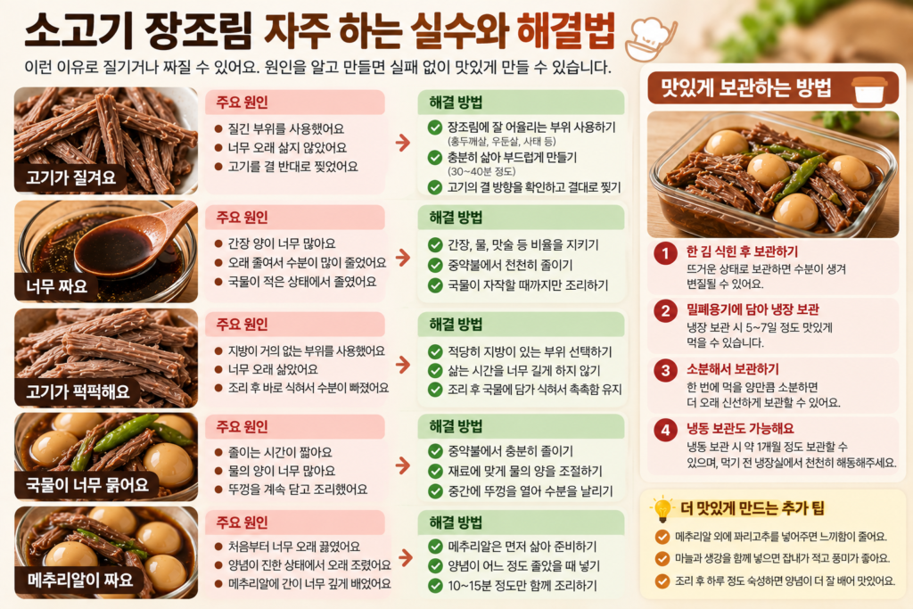 소고기 장조림 맛있게 만드는법 질기거나 짜게 되는 원인과 해결 방법