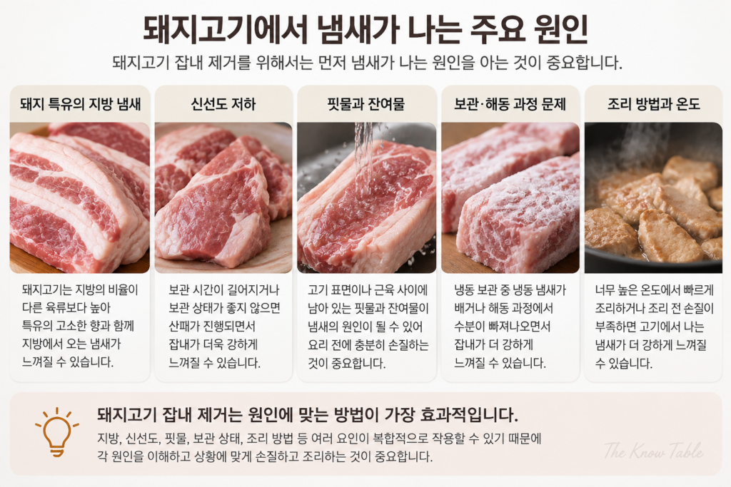 돼지고기 잡내 제거 냄새가 나는 주요 원인