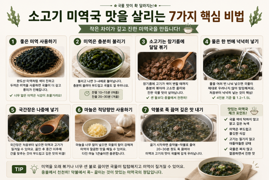소고기 미역국 맛을 살리는 7가지 핵심 비법