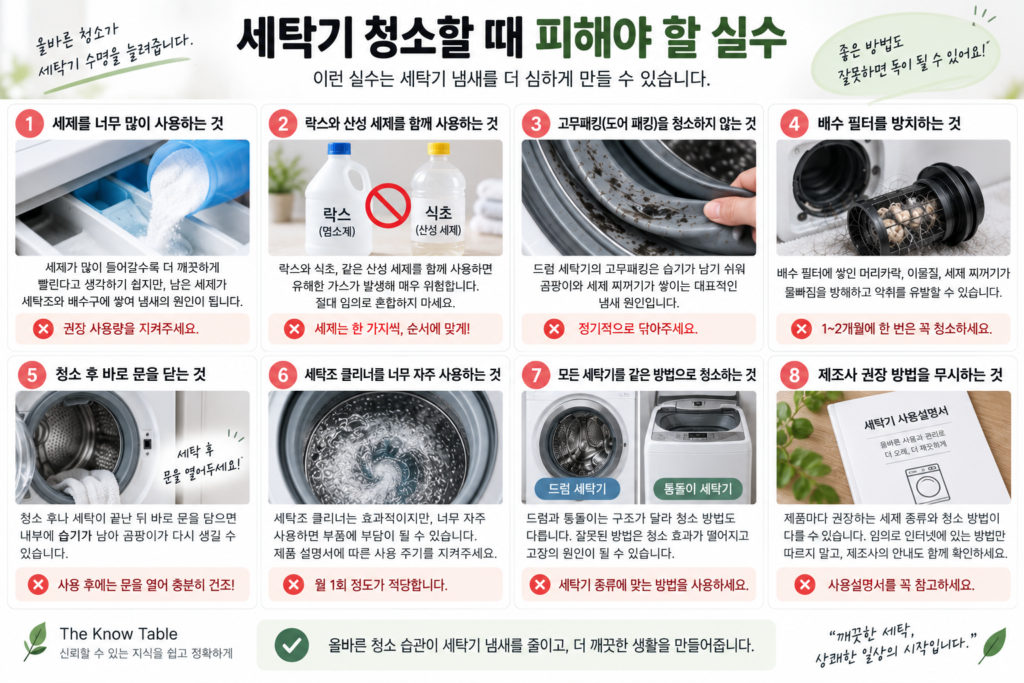 세탁기 청소할 때 피해야 할 실수